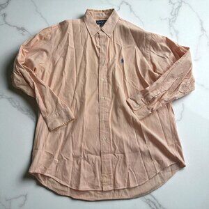 RALPH LAUREN Men's Vintage Orange White Striped Button Down Shirt Size Large